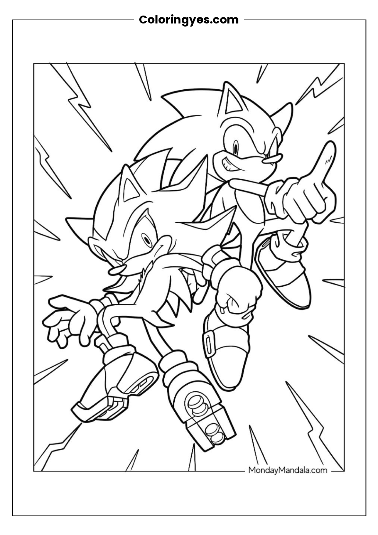 Shadow the Hedgehog Coloring Page: Free Printable Fun