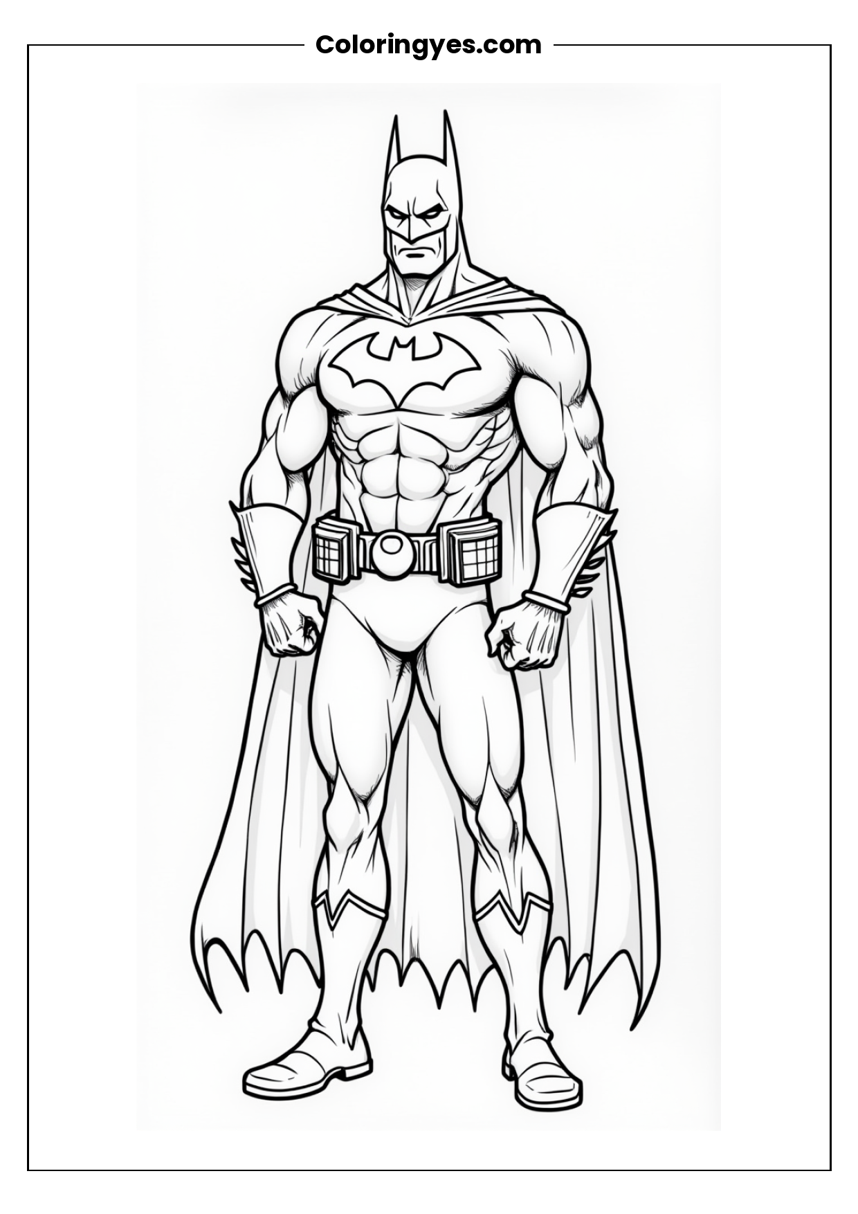 Simple Batman Coloring Page for Kids: Easy Superhero Fun