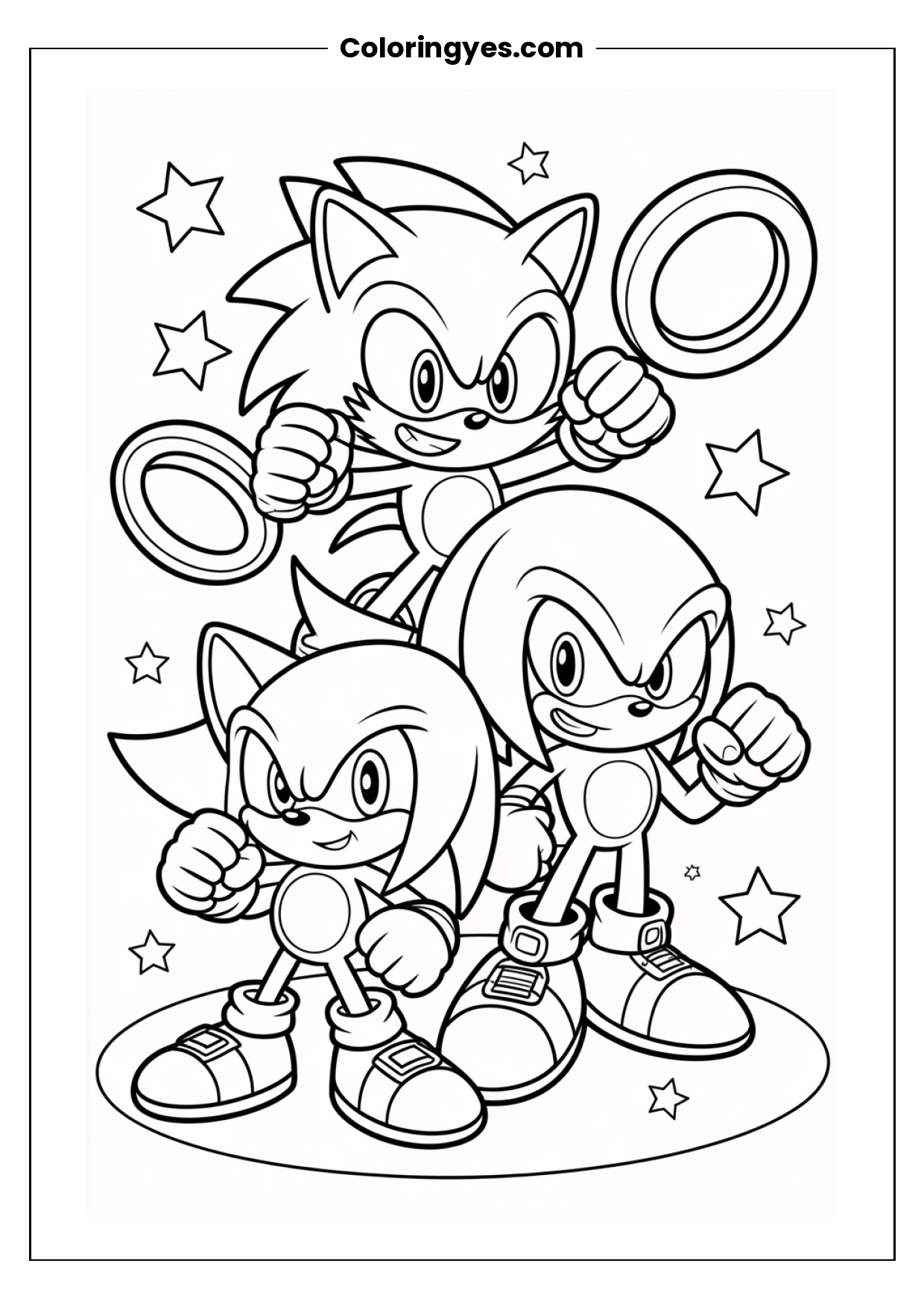 Sonic Coloring Page: Free Black-and-White Printable