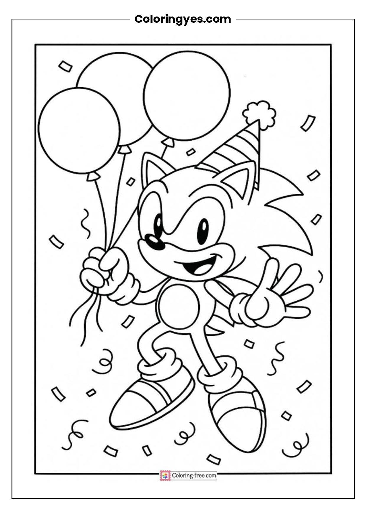 Sonic Coloring Page: Free Black-and-White Printable
