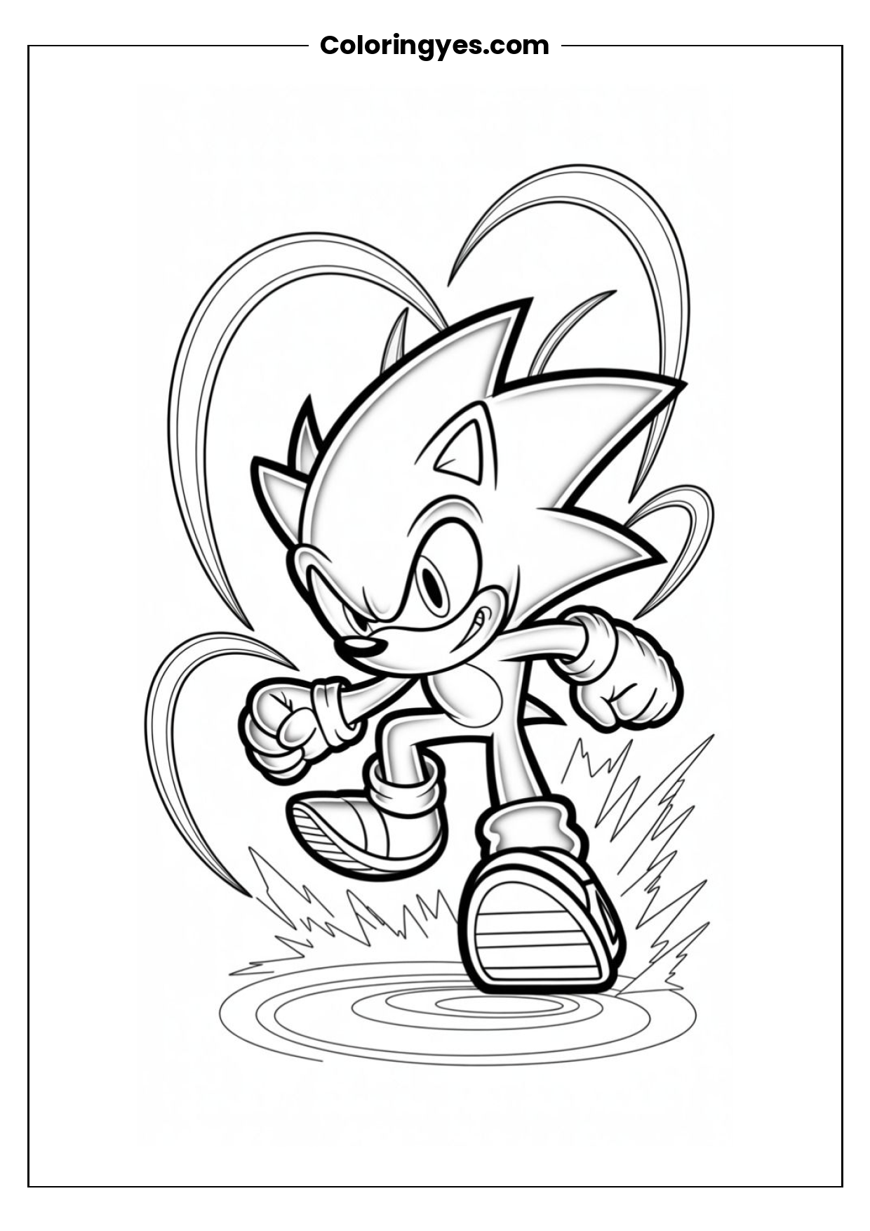Sonic in Battle Stance Coloring Page: Free Printable for Kids