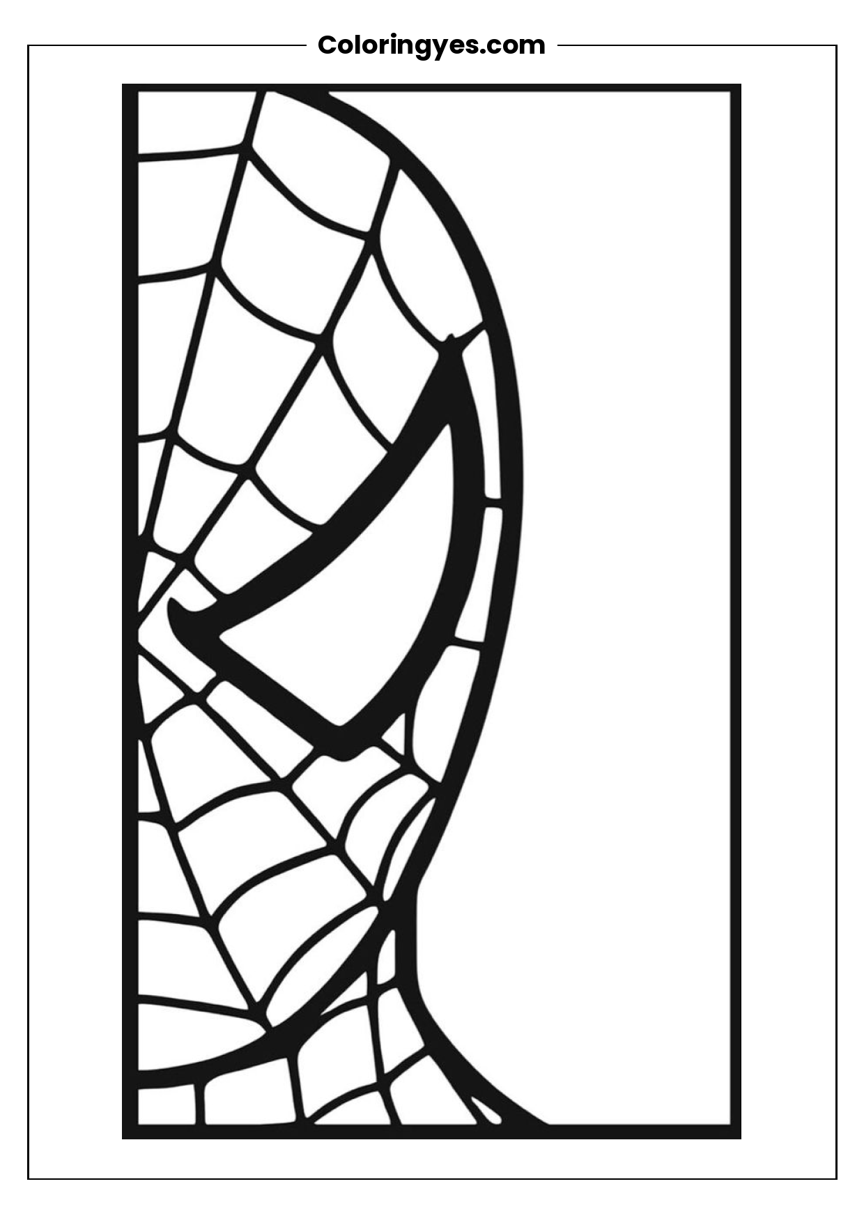 Spider-Man Face Coloring Page: Free Printable Black-and-White Activity