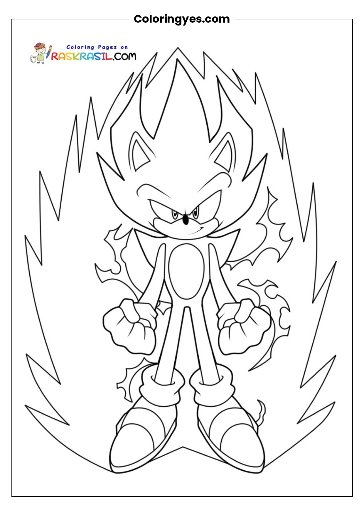 Super Sonic Coloring Page: Free Black-and-White Printable