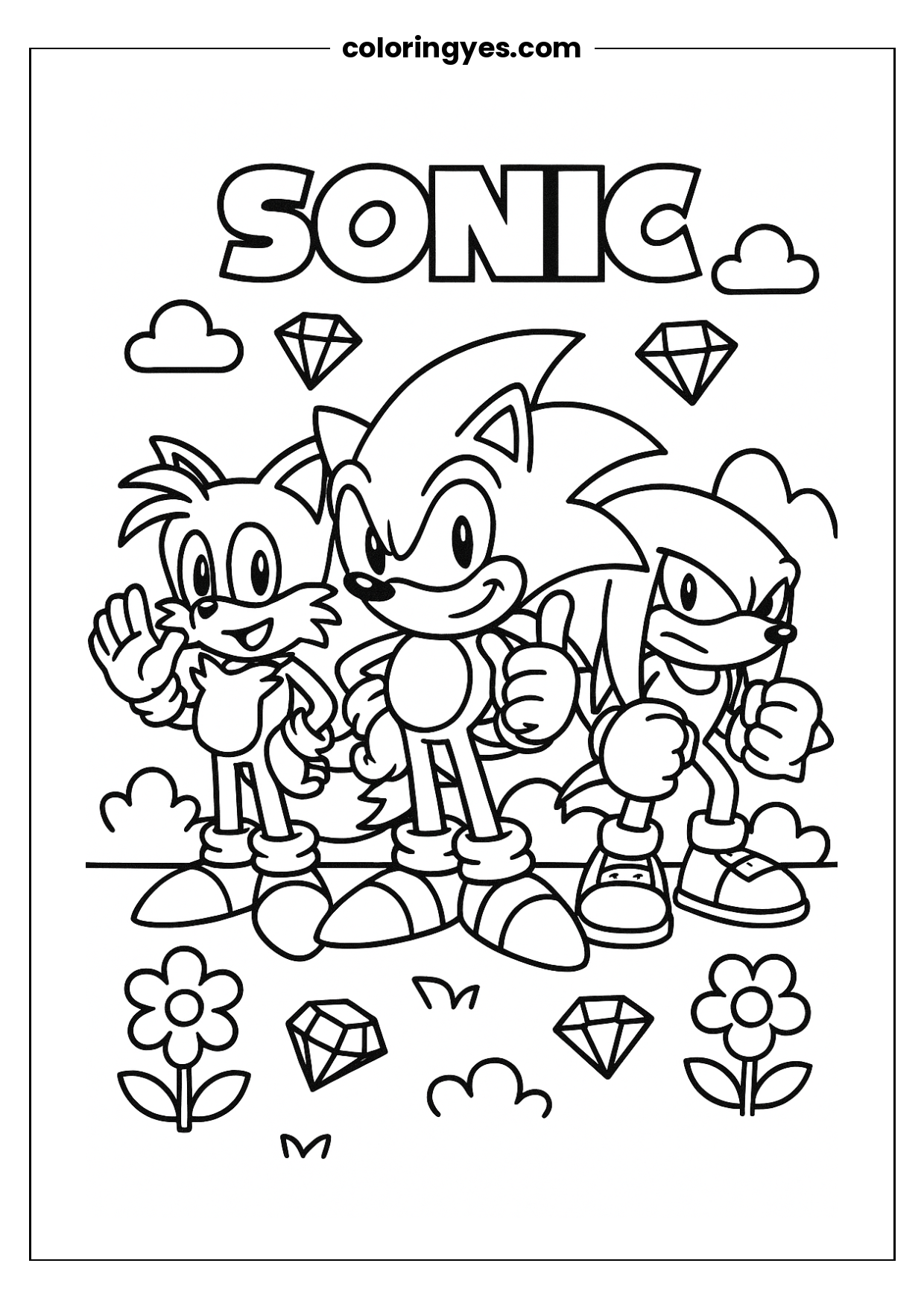 Team Sonic Trio Coloring Page: A Free Printable Adventure